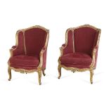 Pair of Louis XV Style Gilt Armchairs