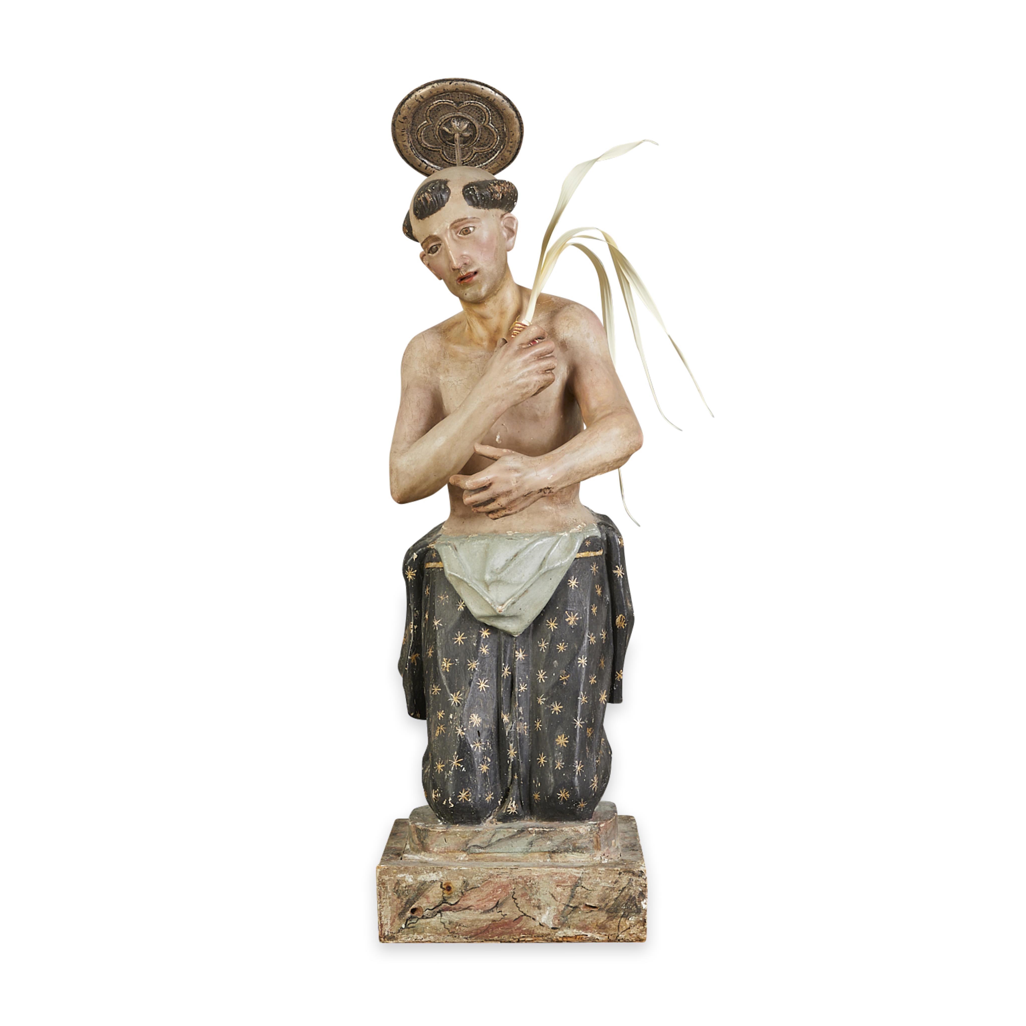 Polychrome Santos Figure of St. Nicholas Tolentino - Image 4 of 12