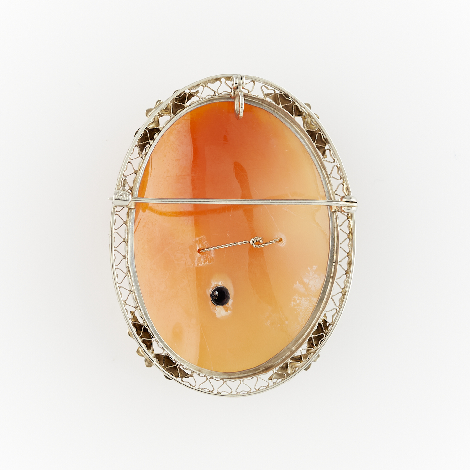 14k White Gold Cameo Habille Brooch with Diamond - Image 4 of 7