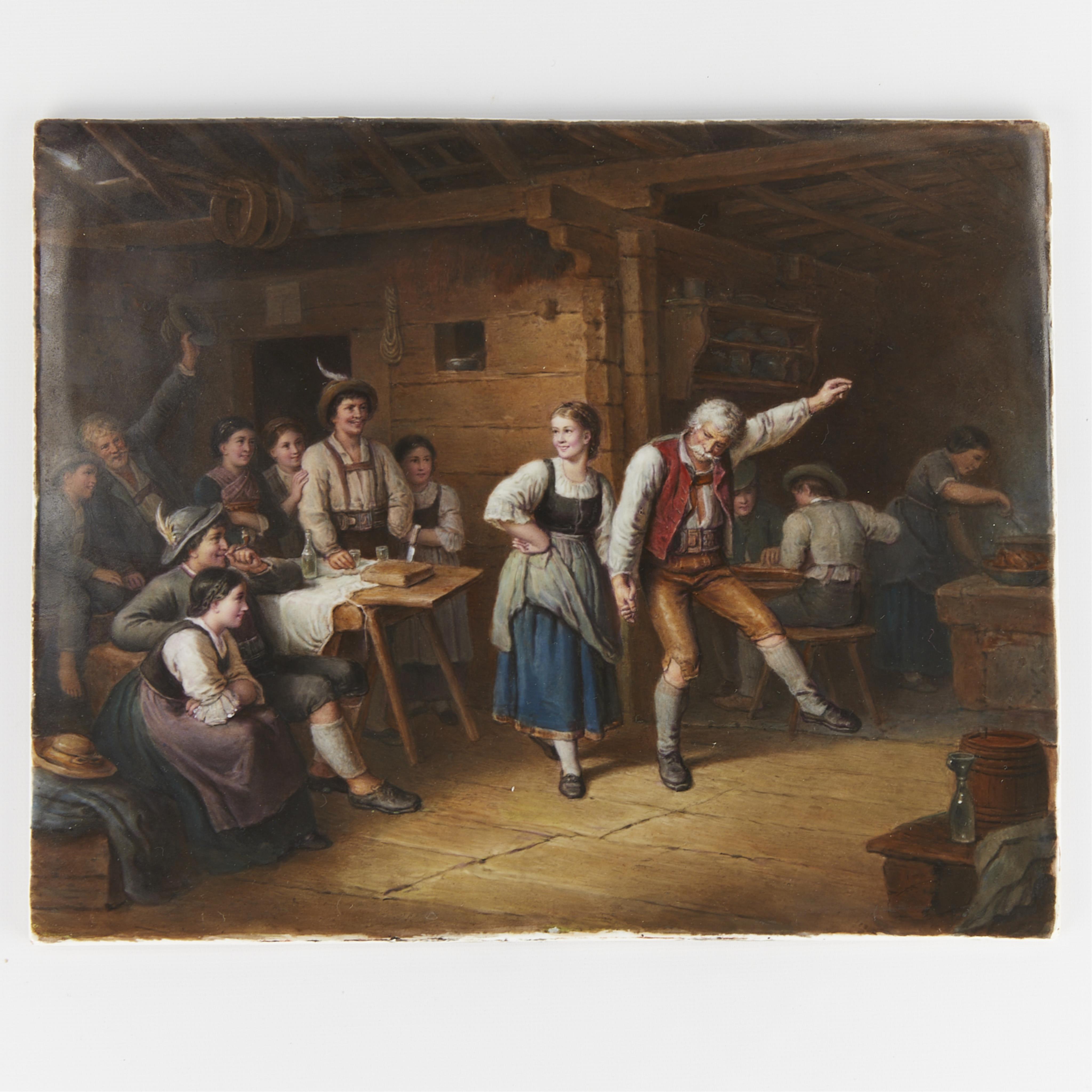 KPM Peasants in Tavern Porcelain Plaque - Image 3 of 10