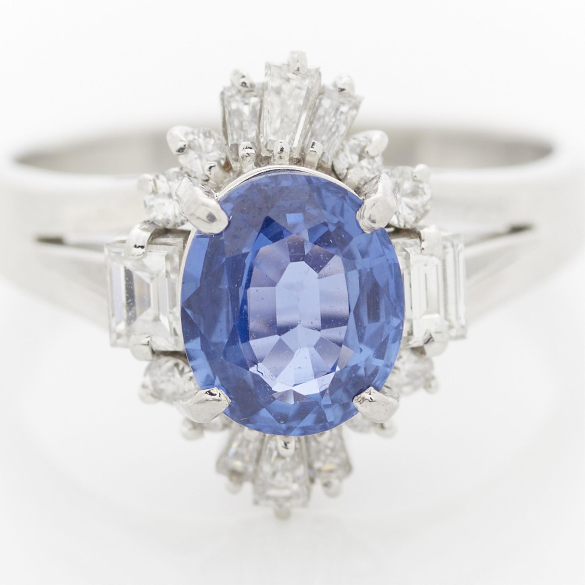 Platinum, Diamond, & Unheated Ceylon Sapphire Ring - Image 3 of 14