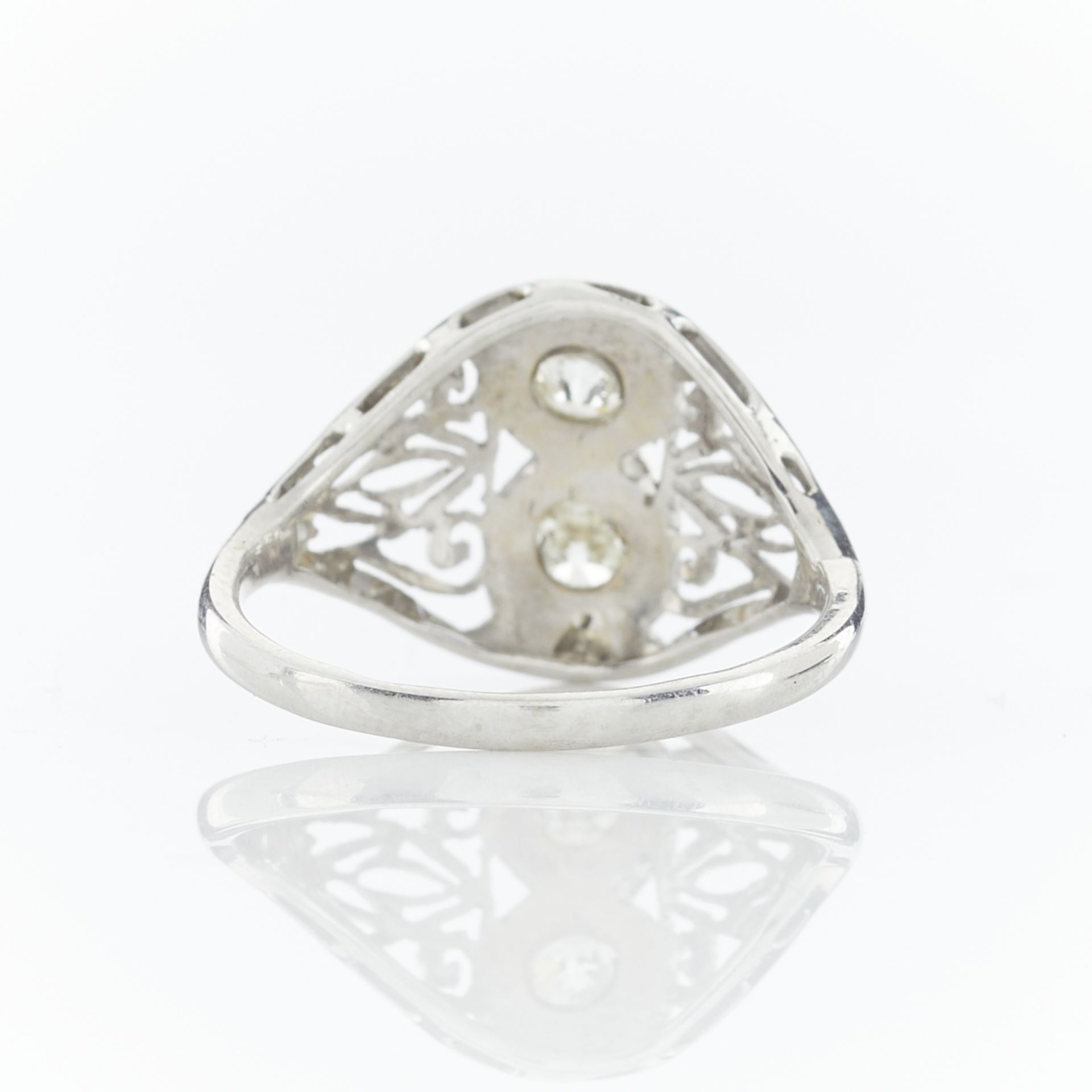 14k White Gold Art Deco 2 Stone Diamond Ring - Bild 5 aus 11