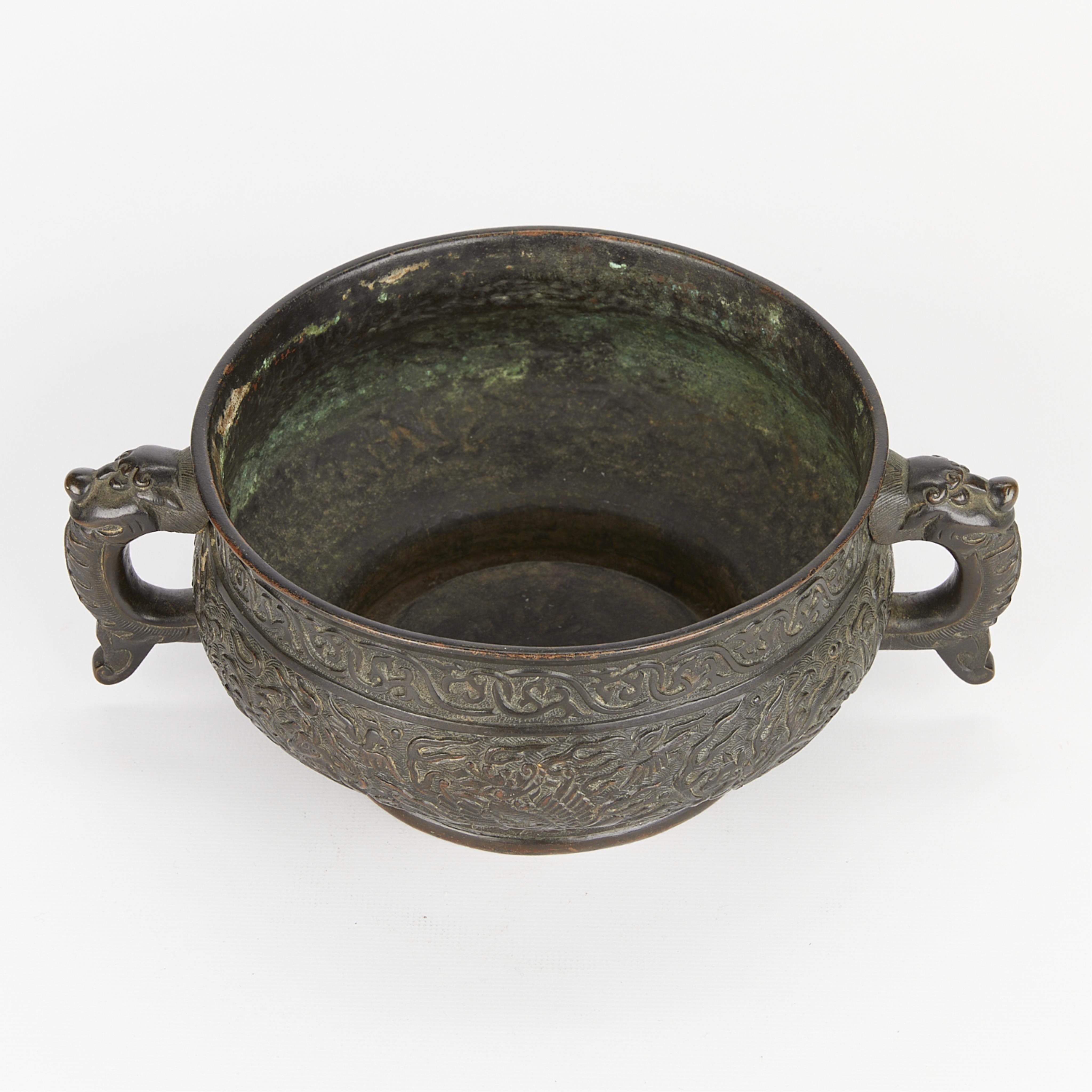 17th c. Chinese Hu Wenming Bronze Mythical Censer - Image 9 of 13