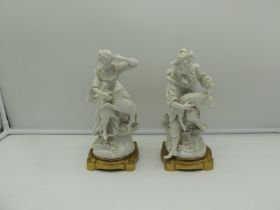 pair of Ginori porcelain sculptures, 19th century, H 25 cm