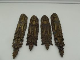 4 19th century bronze masks, 28 and 23 cm