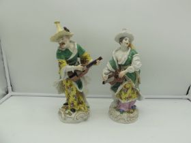 pair of Vienna porcelain sculptures 19th century H 33 cm