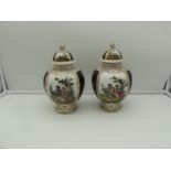 pair of Dresden potiches 19th century. H 25 cm