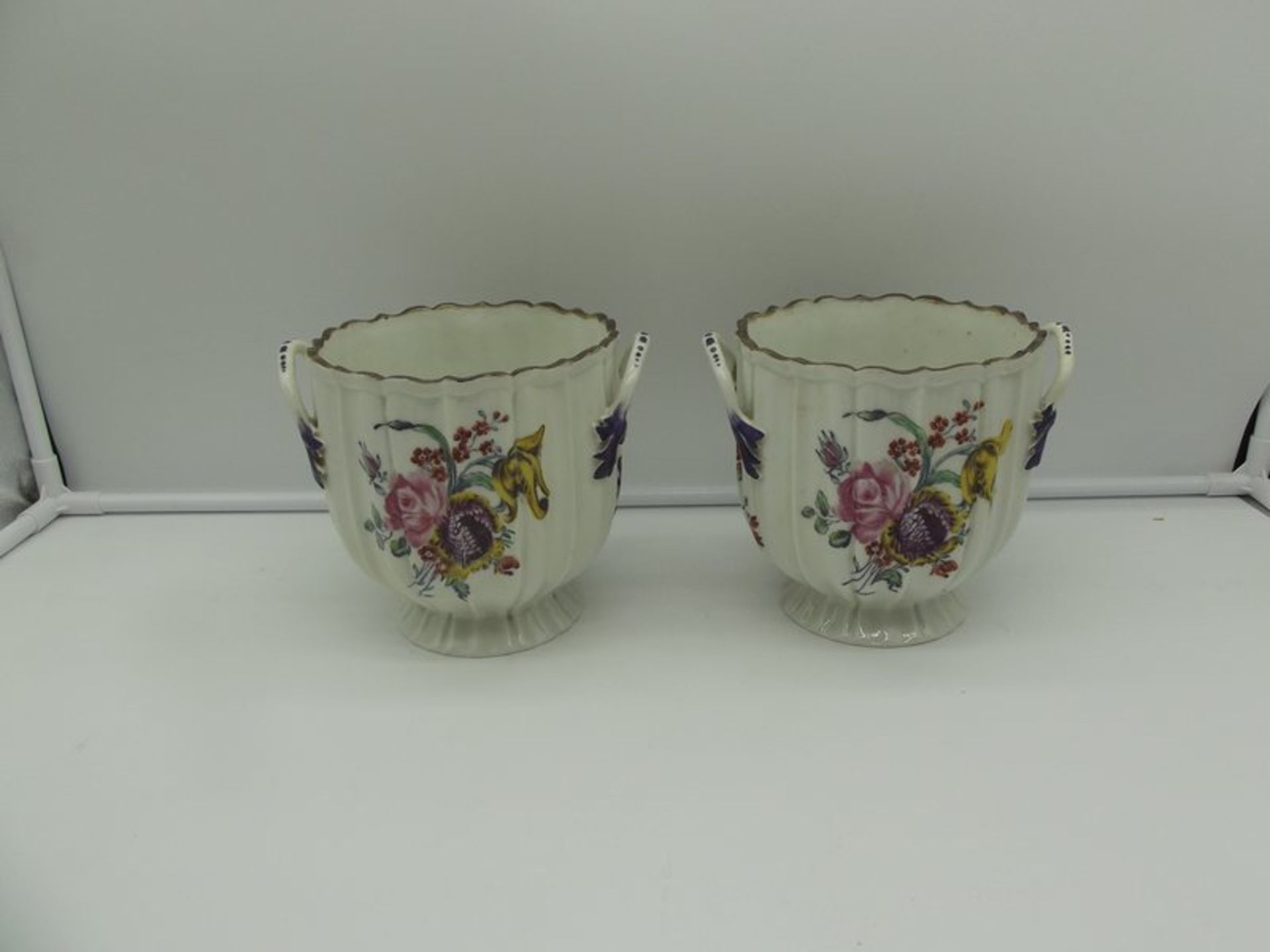 pair of Chantilly cachepots 18th century H 15 cm