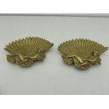 2 19th century bronze ashtrays 15x11 cm