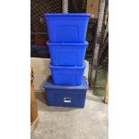 4 Blue Totes W/lids