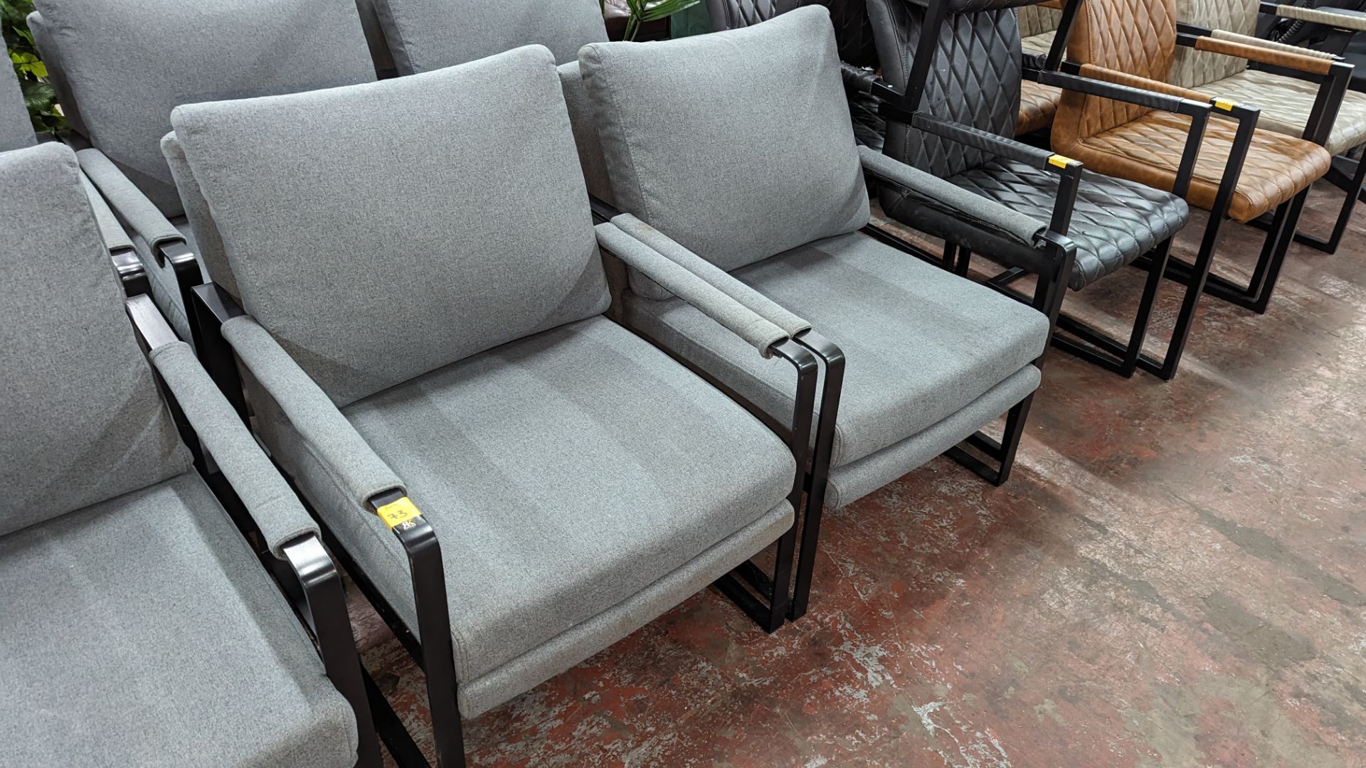 4 off matching chairs on heavy duty black metal frames. NB: The chairs forming lots 71 to 73 all u - Image 2 of 7