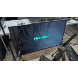 Hisense 75" LCD TV, model 75A7100F TUK. Includes remote control but no table top stand