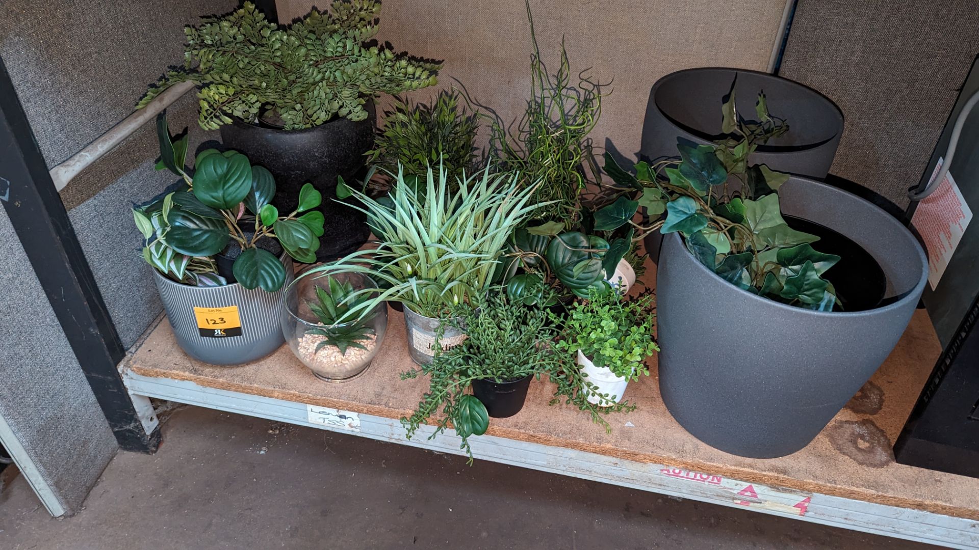 Quantity of assorted artificial plants and plant pots