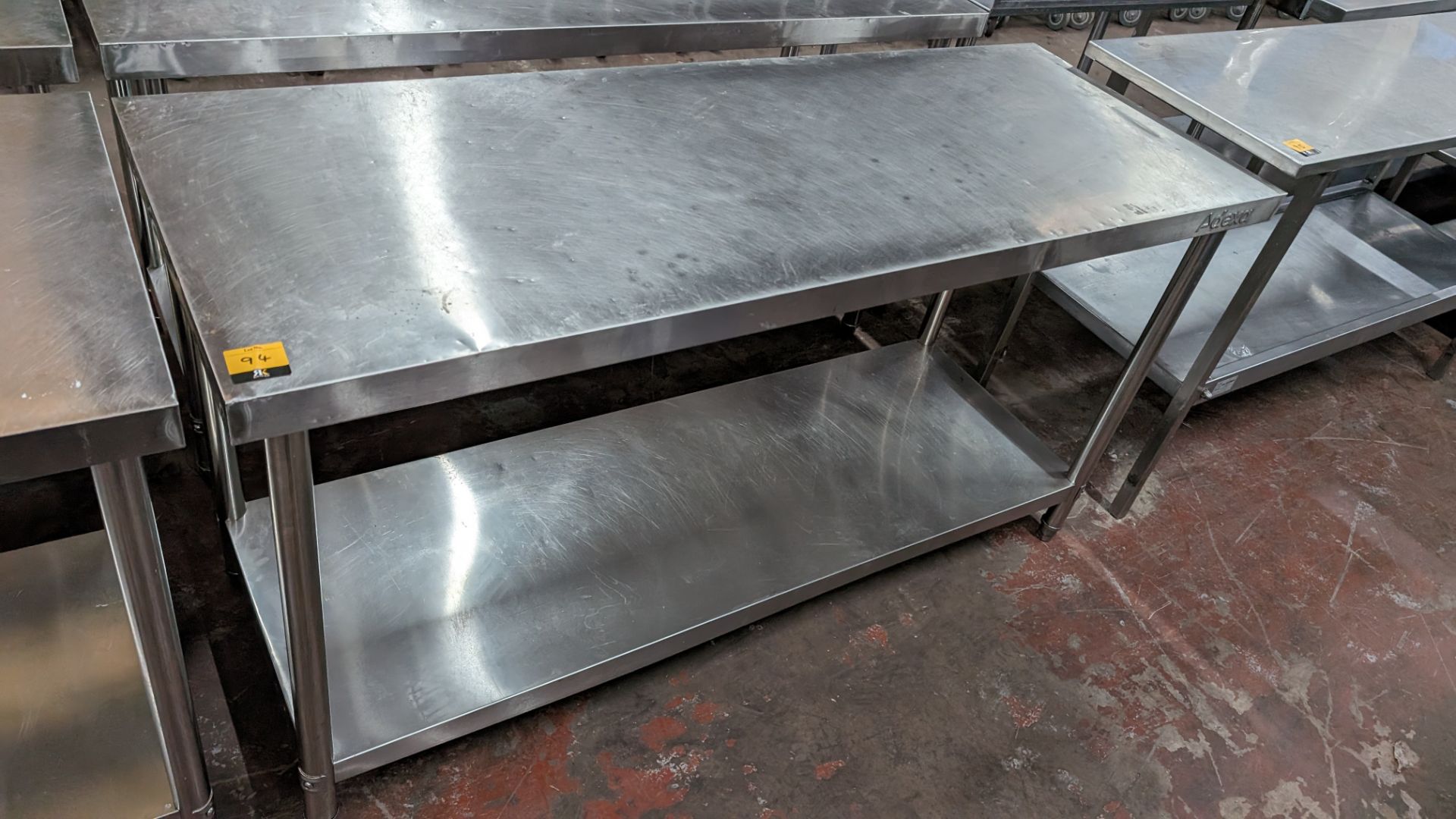 Adexa stainless steel twin tier table, max dimensions 1600 x 600 x 860mm