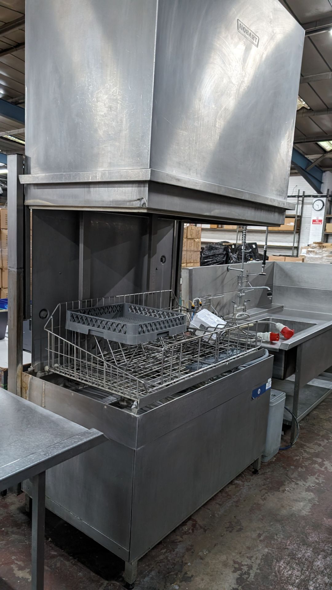 Hobart very large heavy duty commercial pass-through dishwasher including large stainless steel tray - Image 4 of 19