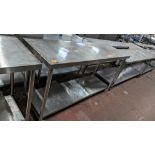 Stainless steel large mobile twin tier table, max dimensions 1800 x 600mm x 995mm