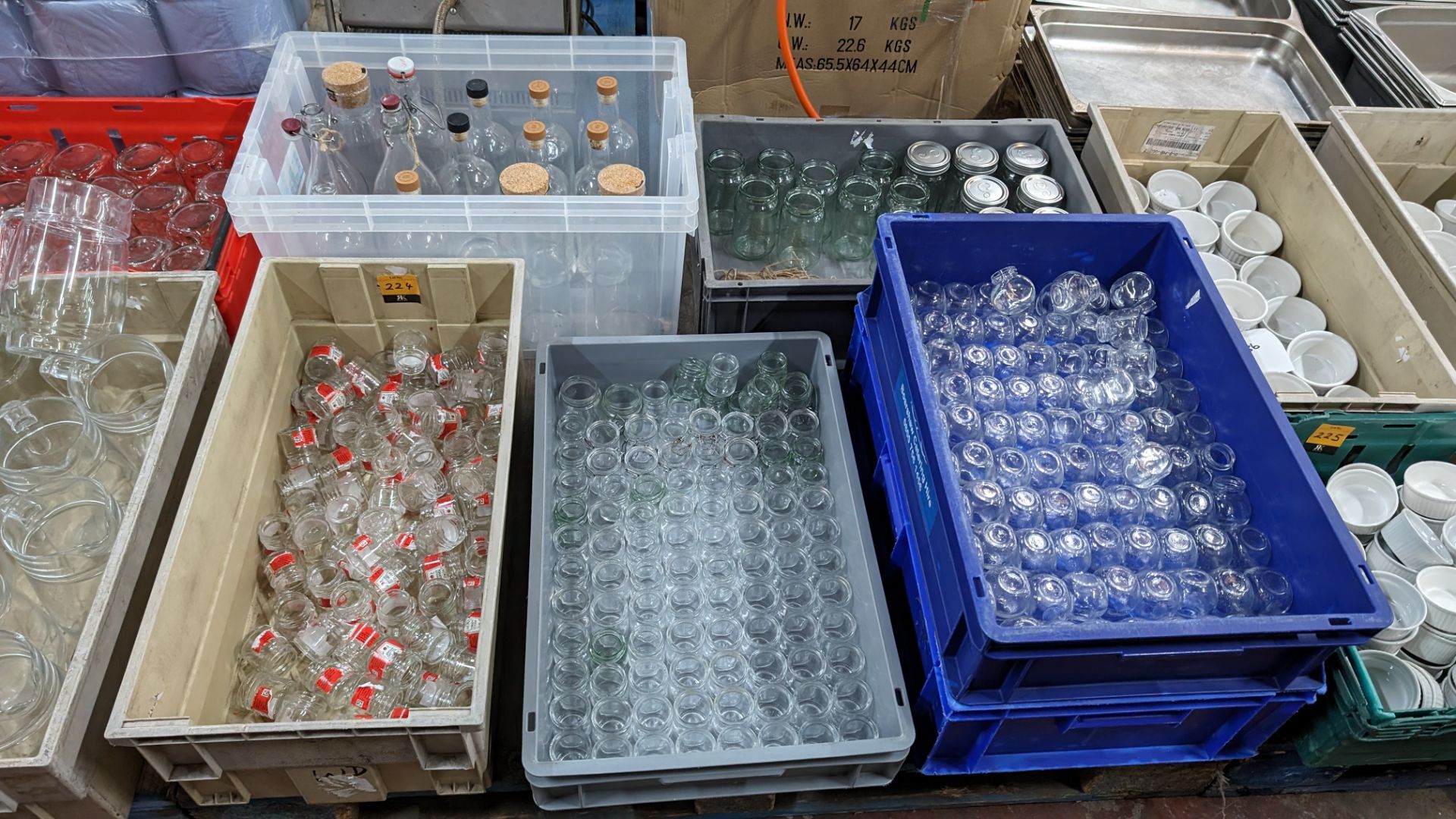 The contents of a pallet of jars comprising the contents of 6 crates. NB crates excluded