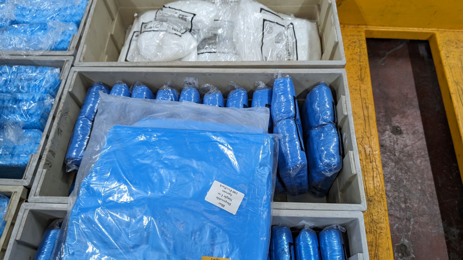 Quantity of disposable outerwear comprising the contents of one crate of over sleeves, one crate of - Image 4 of 6