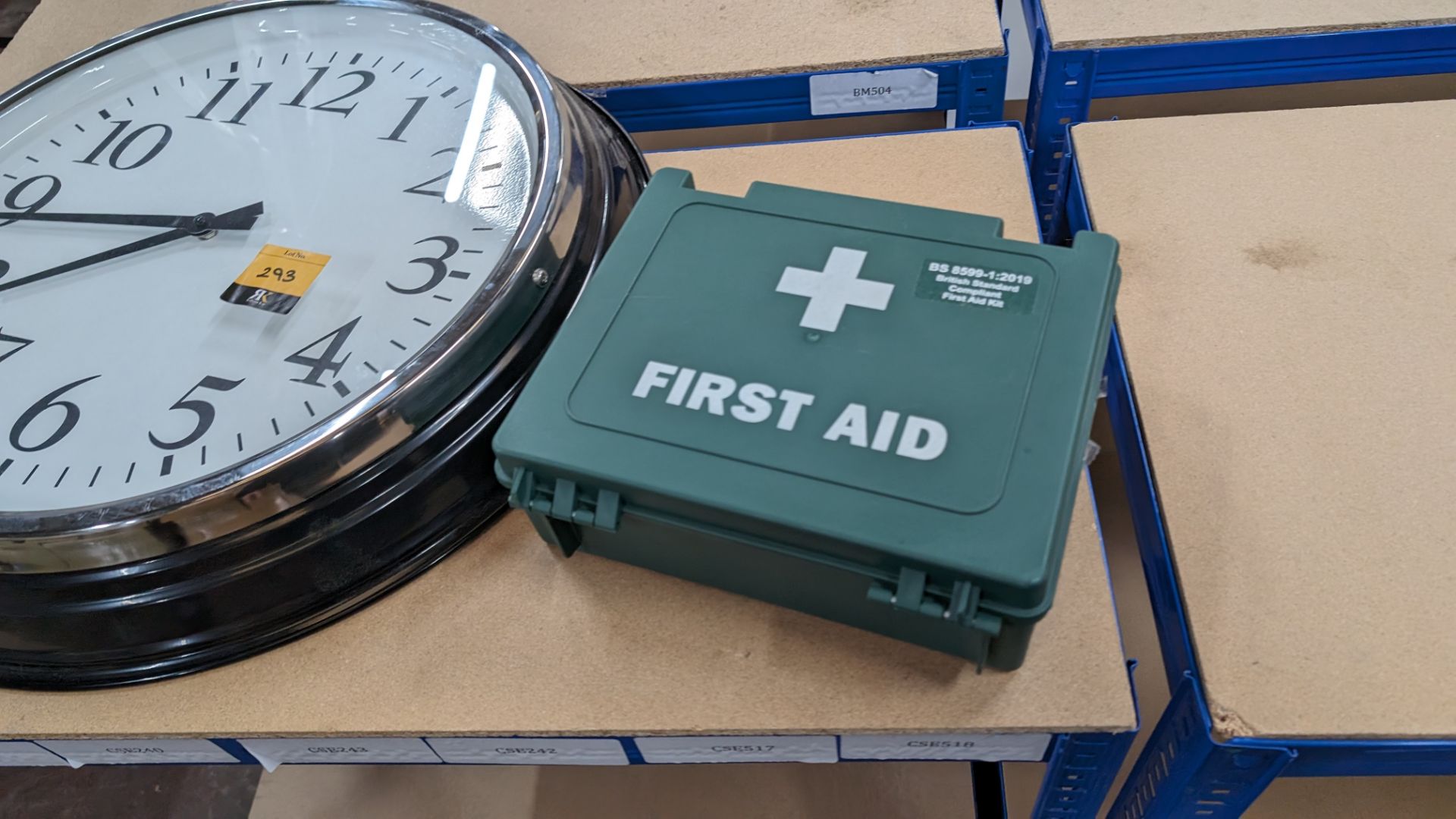 Mixed lot comprising large wall clock plus first aid kit & contents - Image 4 of 4