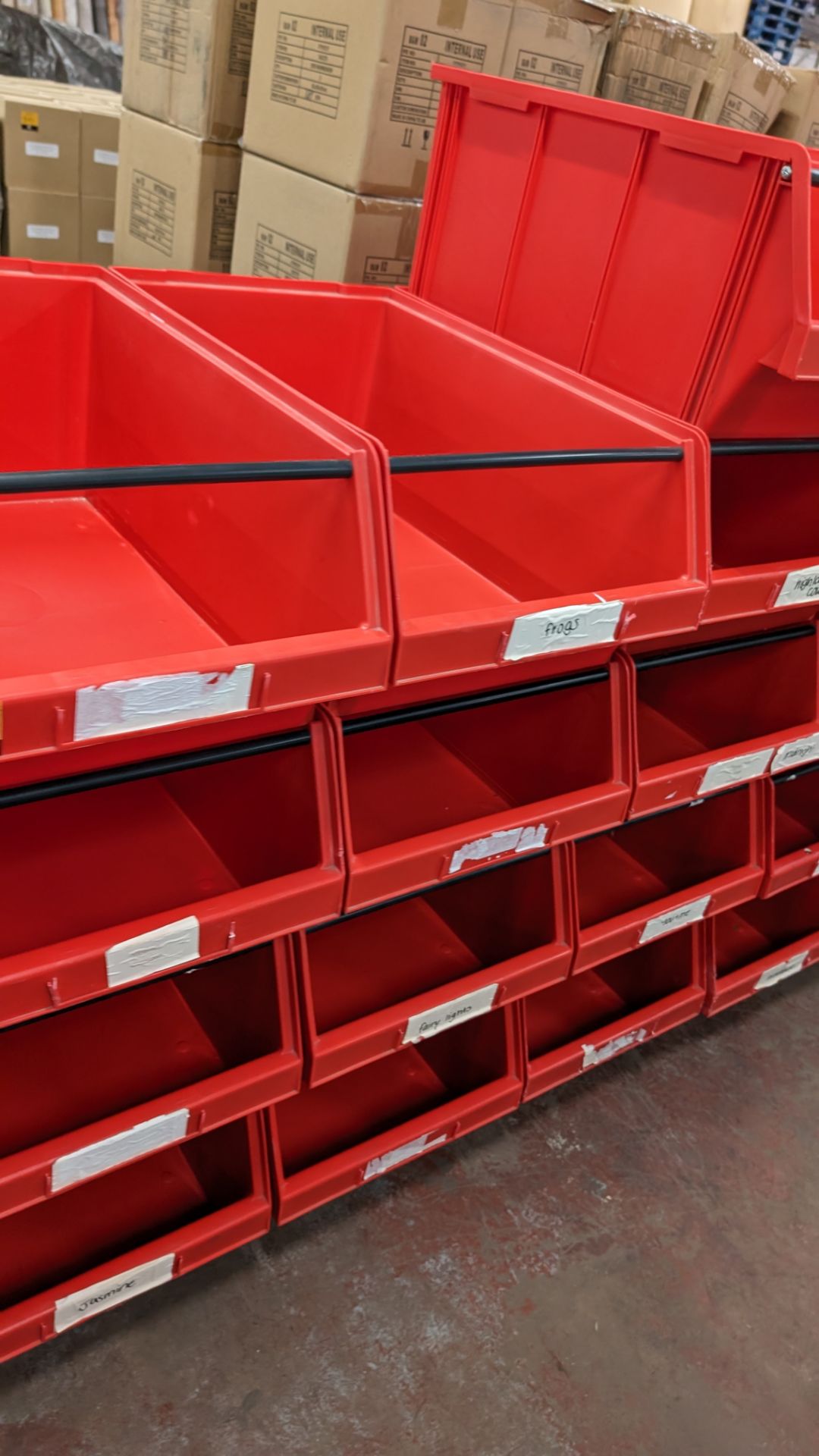 23 off red large picking bins, each bin measuring approximately 440mm x 730mm x 300mm. Lots 266 - 2 - Image 4 of 7