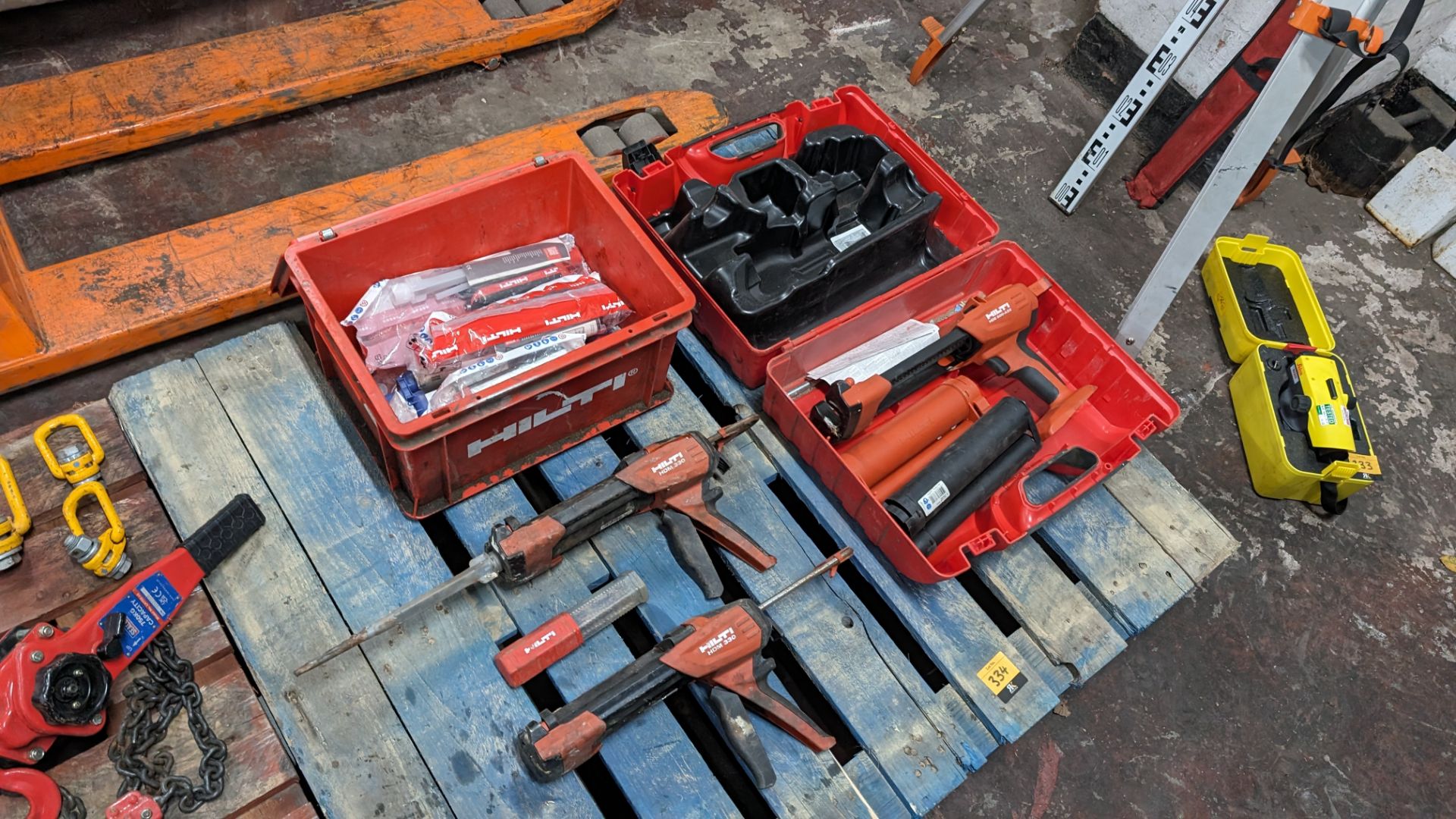 Contents of a pallet of Hilti equipment including HDE 500-A22 (no battery), 2 off HDM 330 plus assor - Image 8 of 8