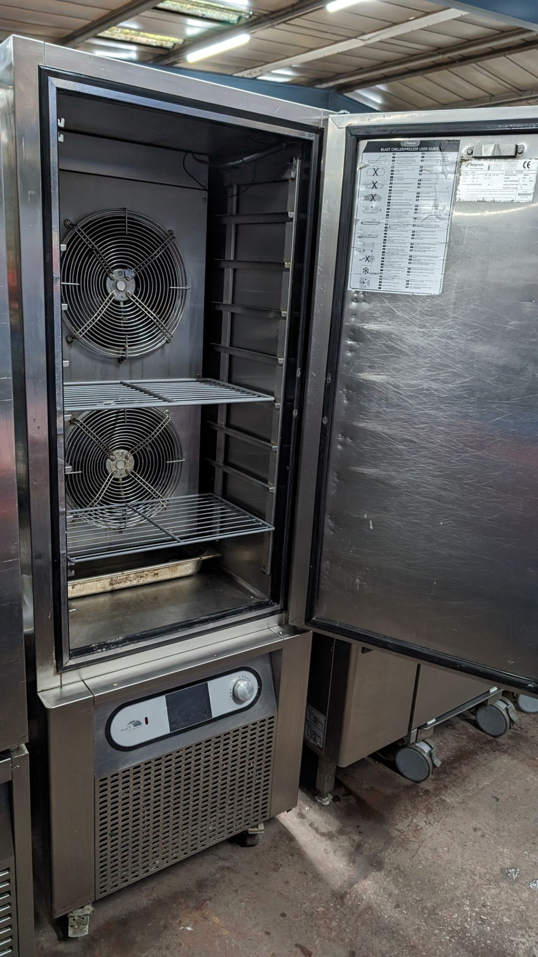 Foster stainless steel floor standing mobile blast chiller model BC36, with control panel to front - Image 5 of 7