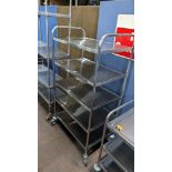 Tall stainless steel trolley with 5 shelves, max external dimensions 850 x 1550 x 500mm