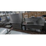 Hobart very large heavy duty commercial pass-through dishwasher including large stainless steel tray