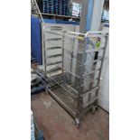 Metal trolley with pull-out trays/basket & pull-down step