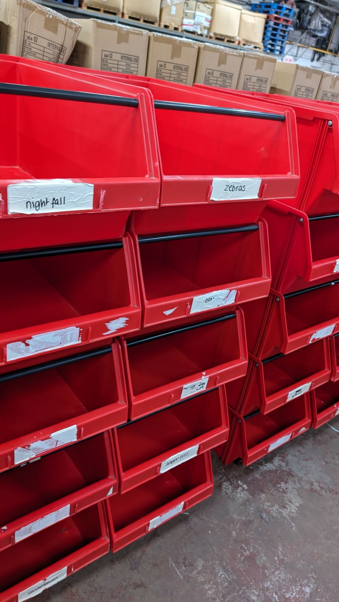 23 off red large picking bins, each bin measuring approximately 440mm x 730mm x 300mm. Lots 266 - 2 - Image 7 of 7