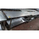 Stainless steel twin tier table, max external dimensions 1670 x 480 x 890mm