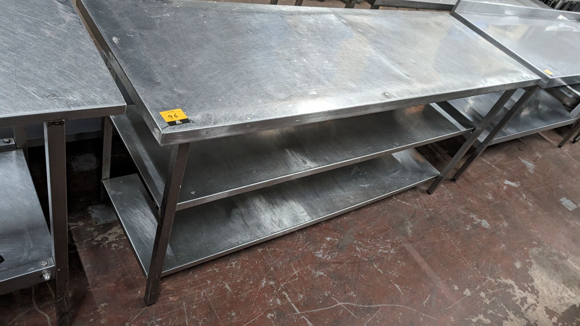 Stainless steel triple tier table, max external dimensions 1830 x 610 x 830mm