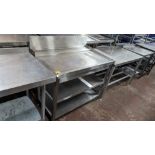 Stainless steel triple tier table assumed to be for use with commercial dishwasher, max external dim