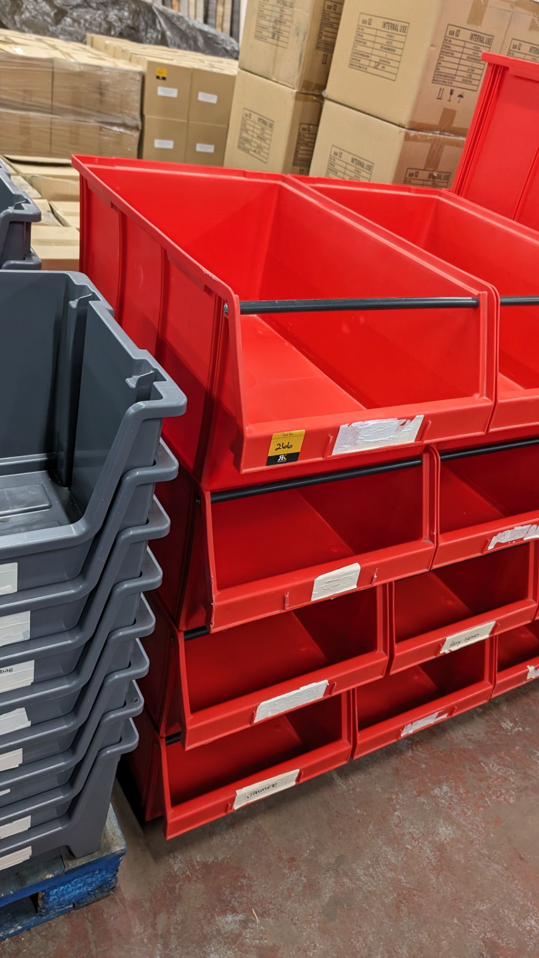 23 off red large picking bins, each bin measuring approximately 440mm x 730mm x 300mm. Lots 266 - 2 - Image 3 of 7