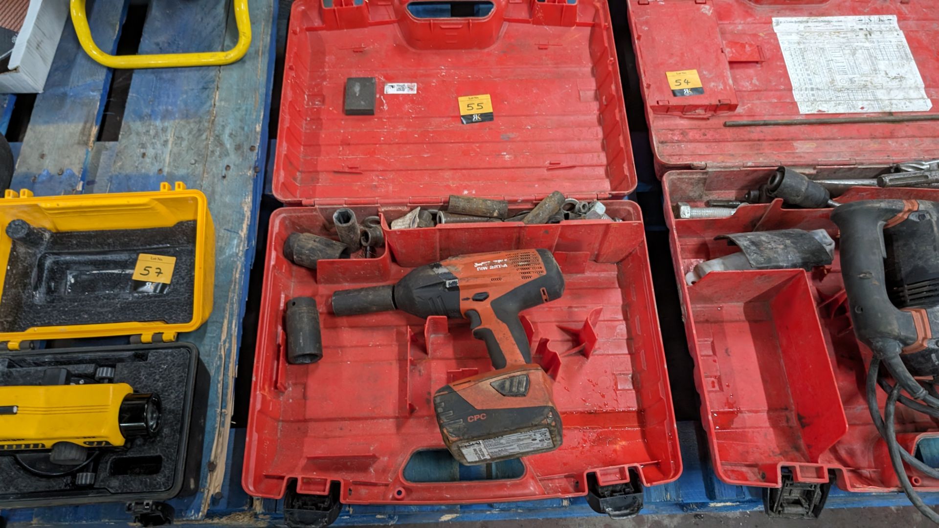 Hilti model SIW22T-A cordless drill including 21.6V battery plus assorted sockets for use with same