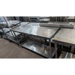 Stainless steel large mobile twin tier table, max dimensions 1800 x 600mm x 995mm