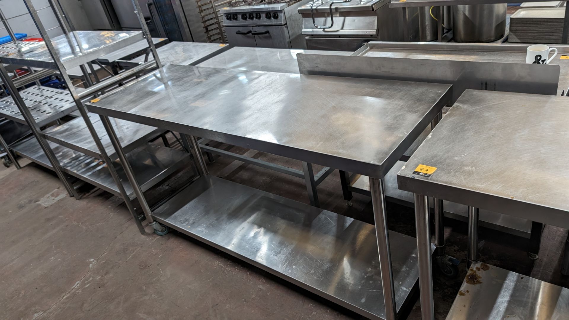 Stainless steel large mobile twin tier table, max dimensions 1800 x 600mm x 995mm