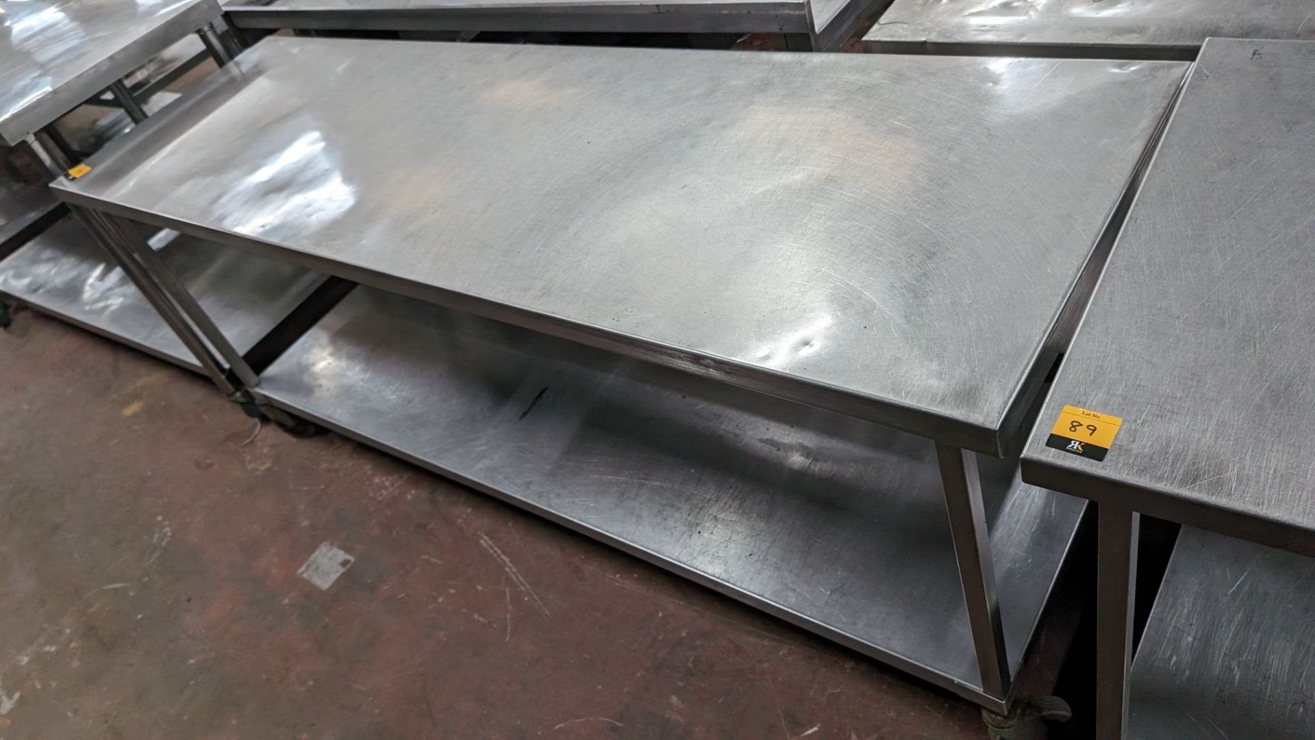 Stainless steel large mobile twin tier table, max dimensions 2100 x 640mm x 860mm - Image 3 of 3