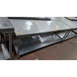 Stainless steel large mobile twin tier table, max dimensions 2100 x 640mm x 860mm