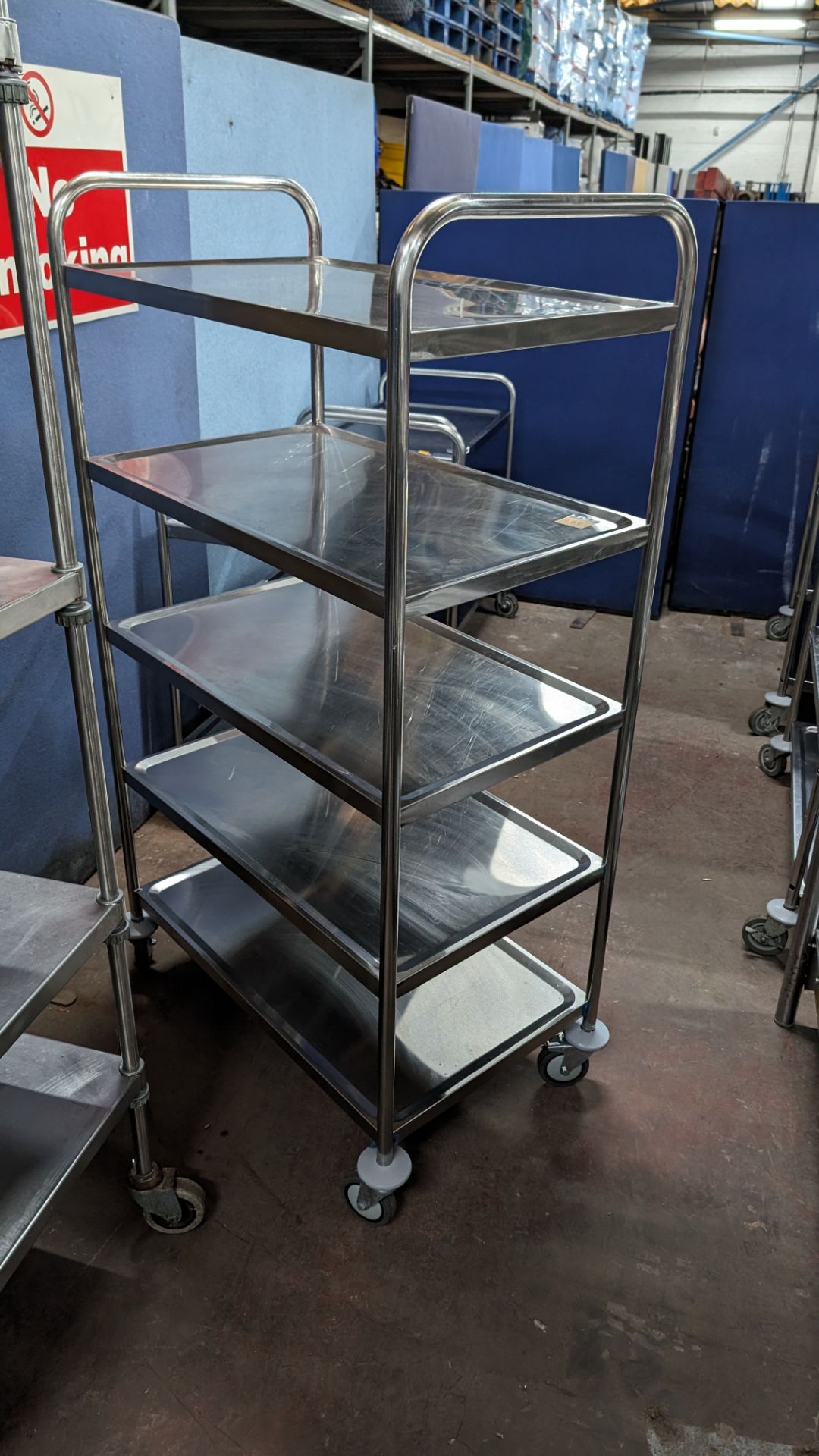 Tall stainless steel trolley with 5 shelves, max external dimensions 850 x 1550 x 500mm - Image 3 of 3