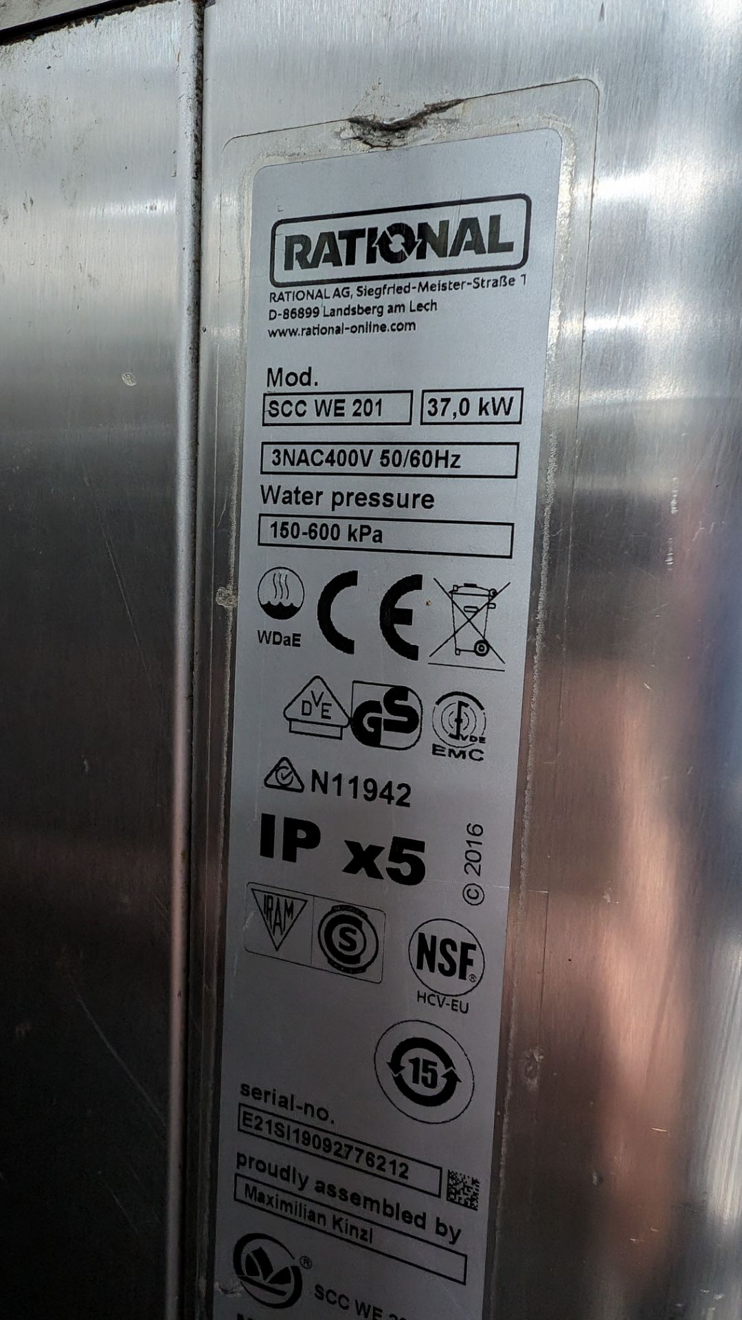 Rational SelfCooking Center floor standing combination oven model SCC WE201 including 2 off intercha - Image 10 of 16