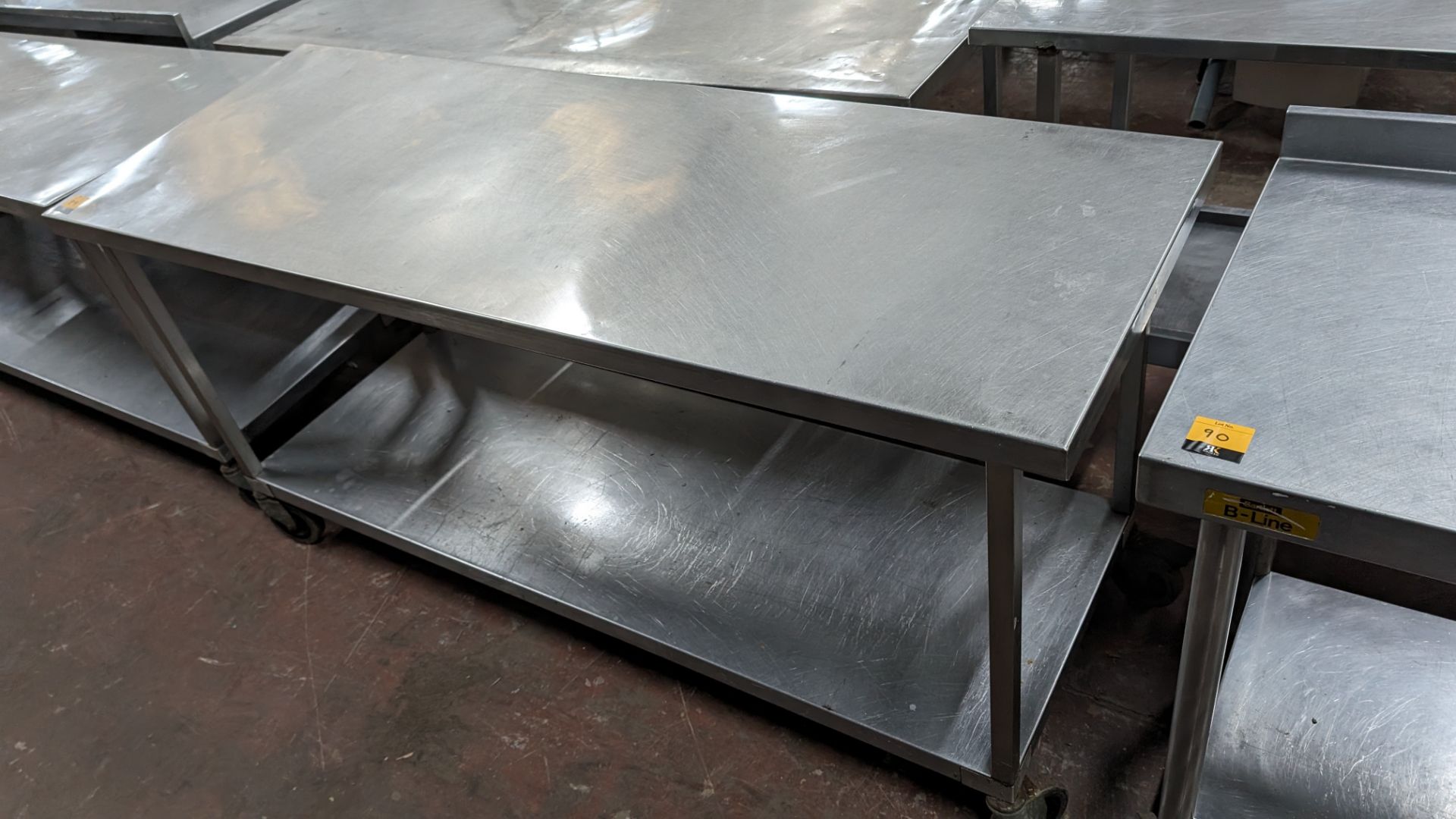 Stainless steel large mobile twin tier table, max dimensions 1800 x 640mm x 860mm - Image 3 of 3