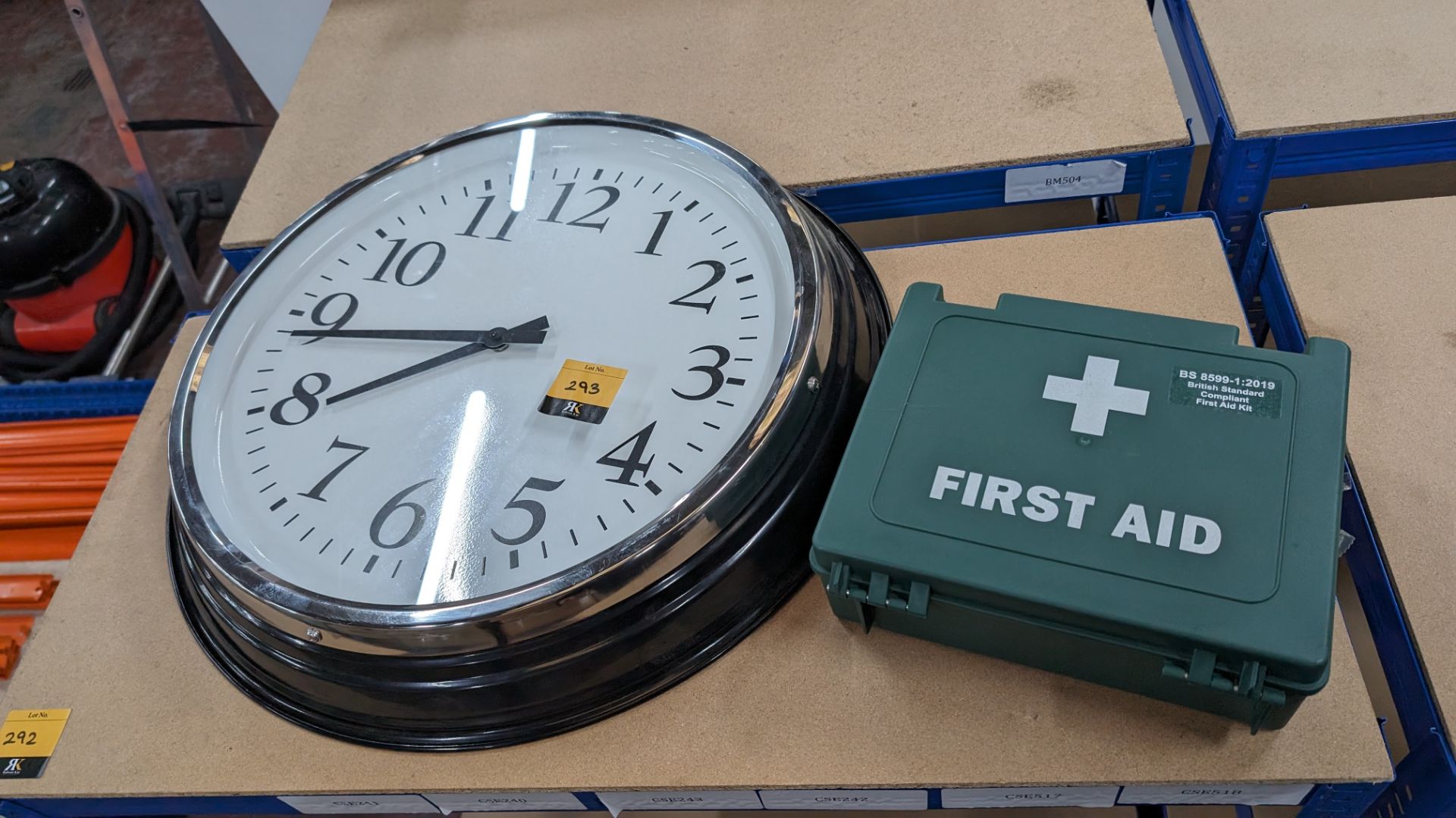 Mixed lot comprising large wall clock plus first aid kit & contents - Image 2 of 4