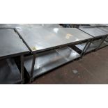 Stainless steel large mobile twin tier table, max dimensions 1800 x 640mm x 860mm