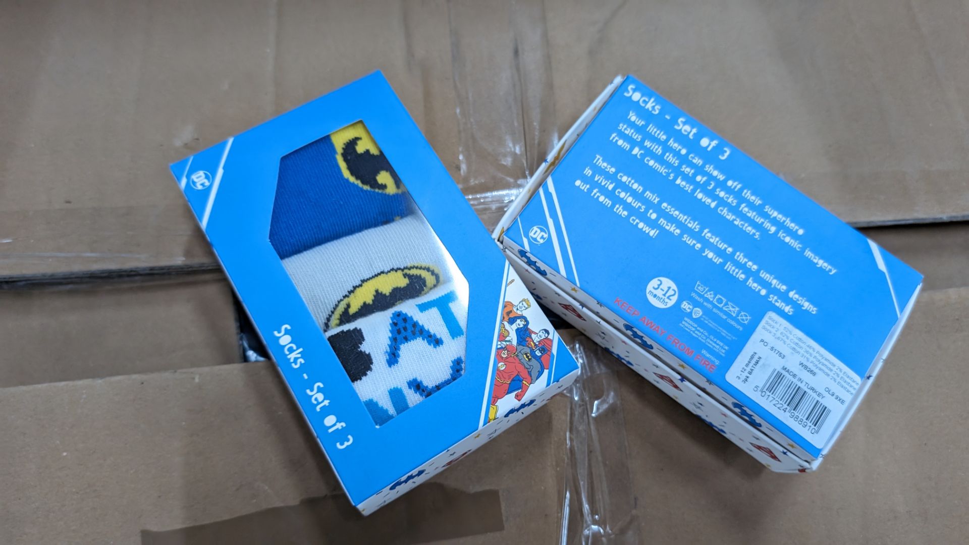 Box of DC Comic Super Hero branded socks in triple packs - Image 3 of 4