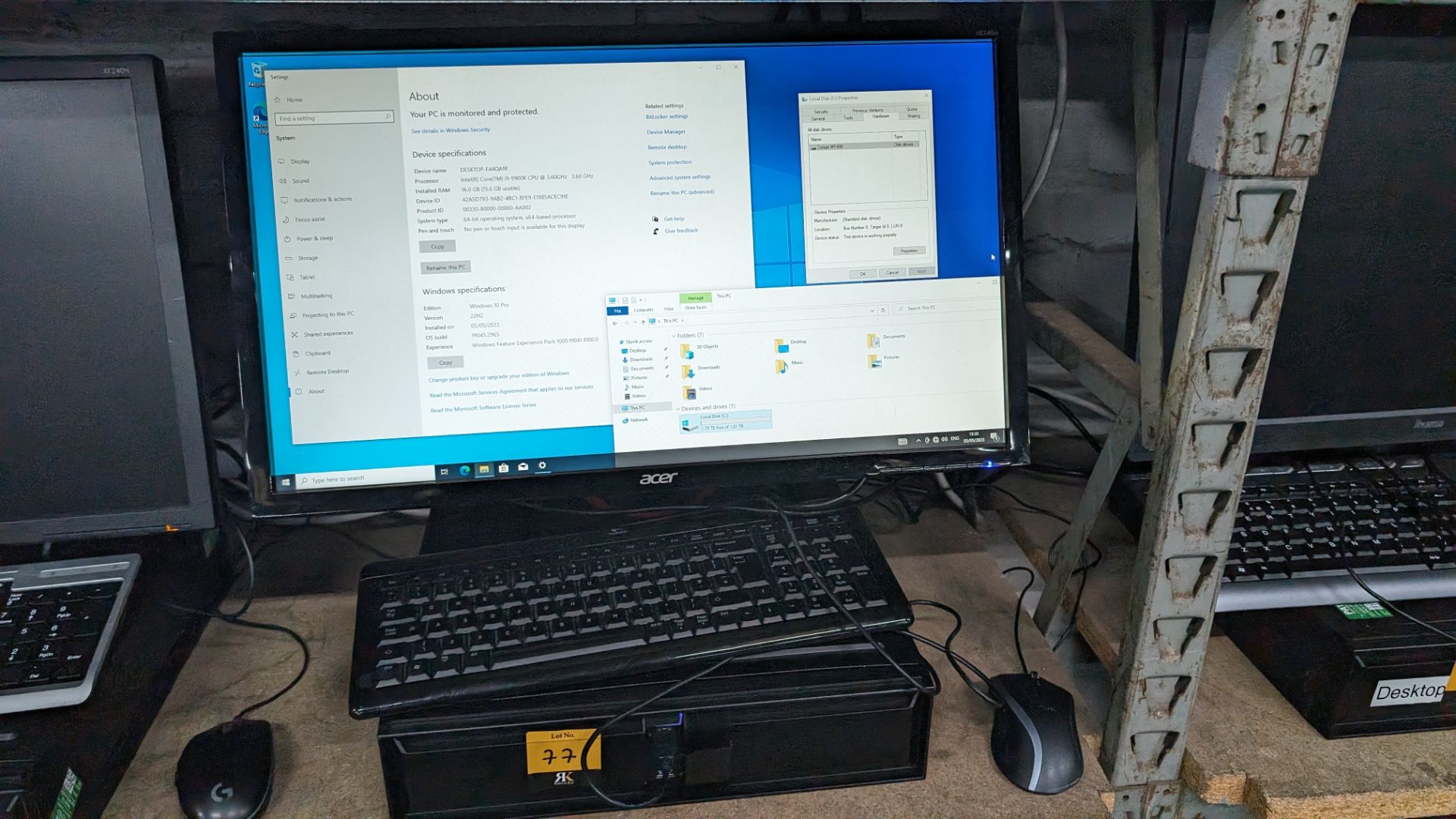 Desktop computer with ASRock Z390 Phantom gaming ITX motherboard, Intel Core i9-9900K CPU, 16GB RAM,