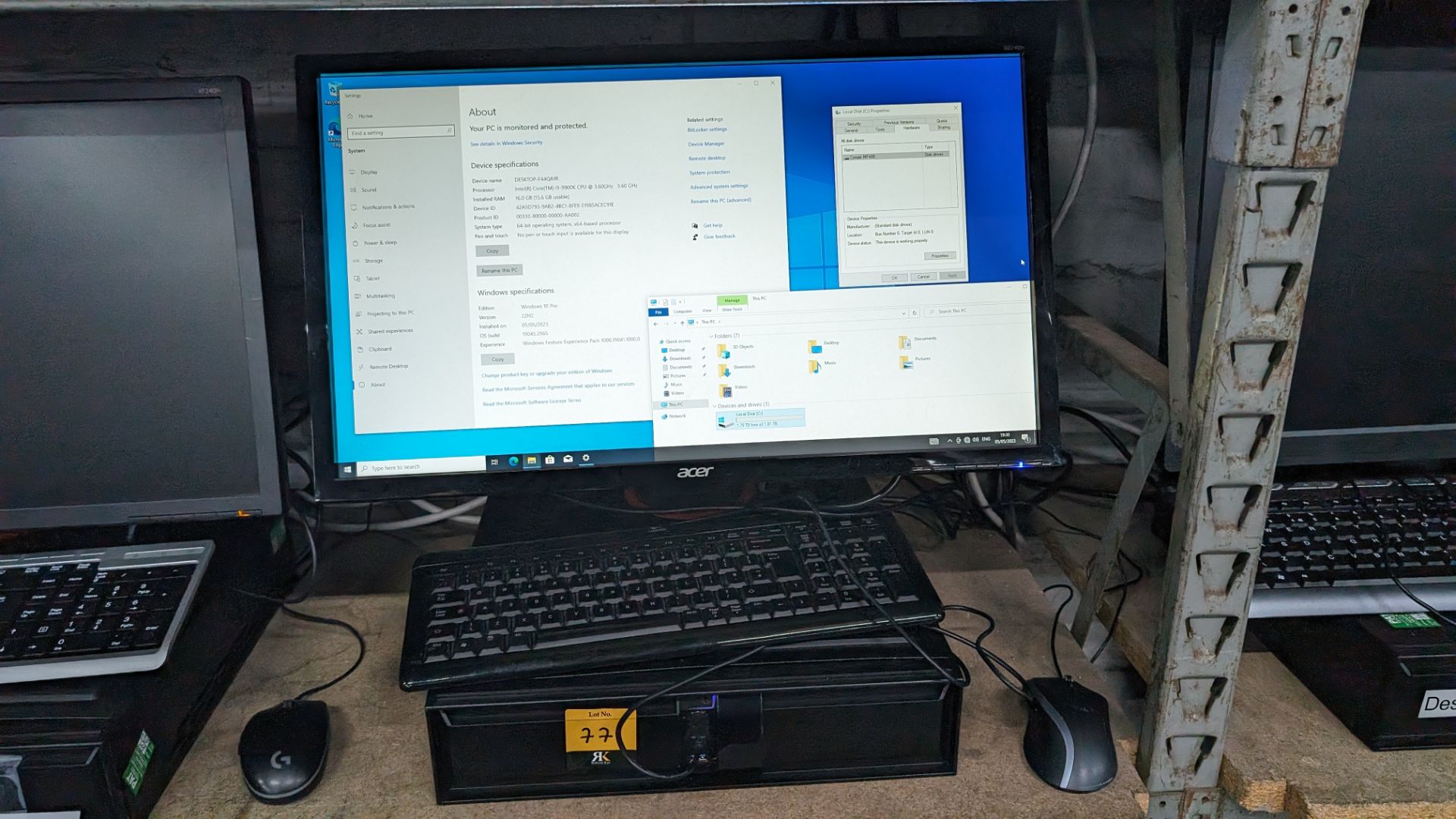Desktop computer with ASRock Z390 Phantom gaming ITX motherboard, Intel Core i9-9900K CPU, 16GB RAM, - Image 2 of 9