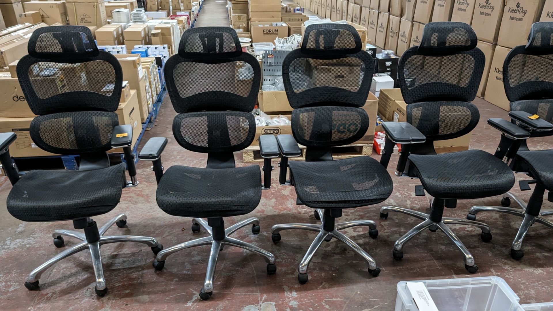 4 off black mesh fabric and chrome modern chairs with arms and headrests. NB: The chairs in lot 24 - Image 2 of 7