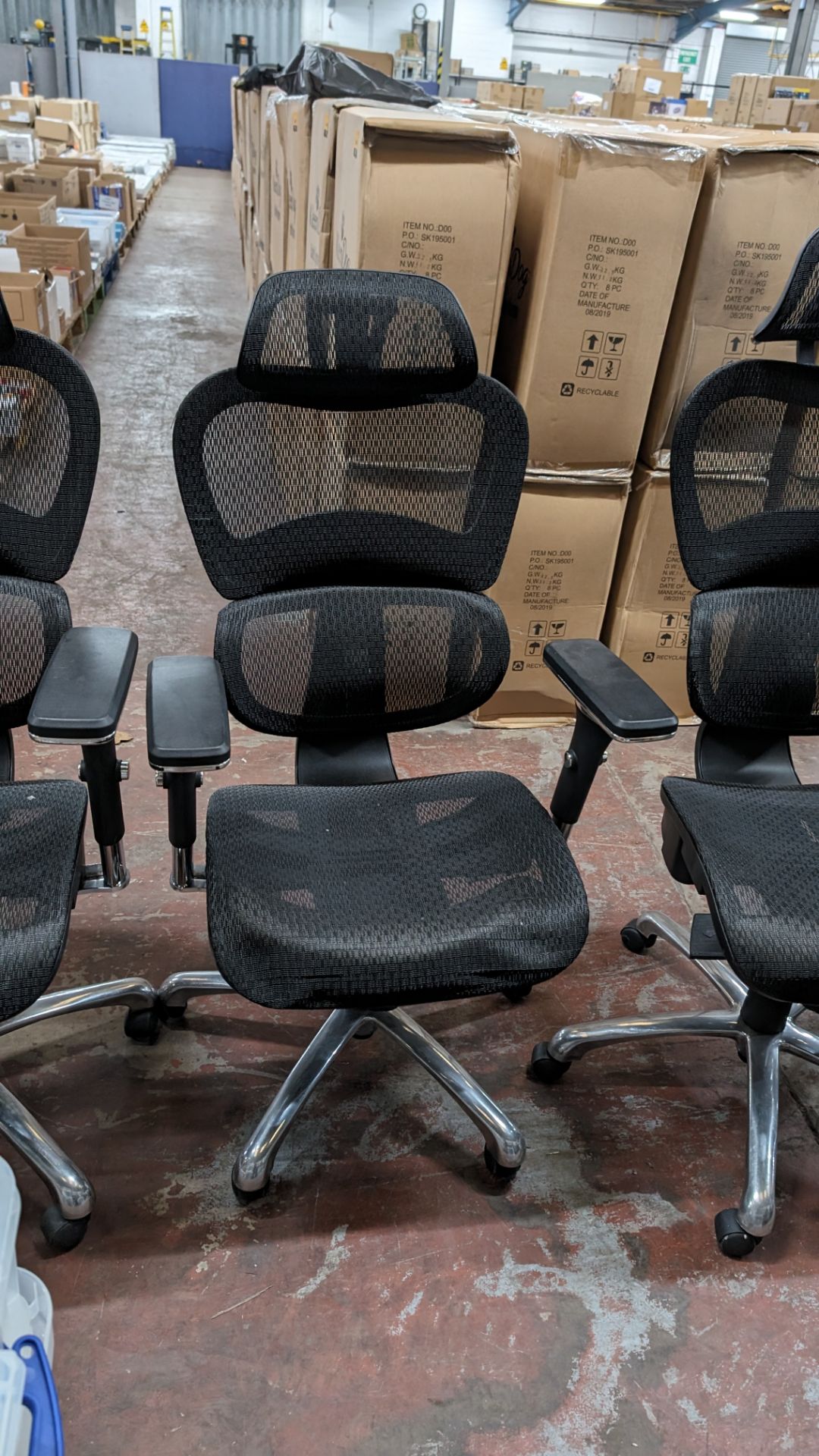 4 off black mesh fabric and chrome modern chairs with arms and headrests. NB: The chairs in lot 24 - Image 5 of 6