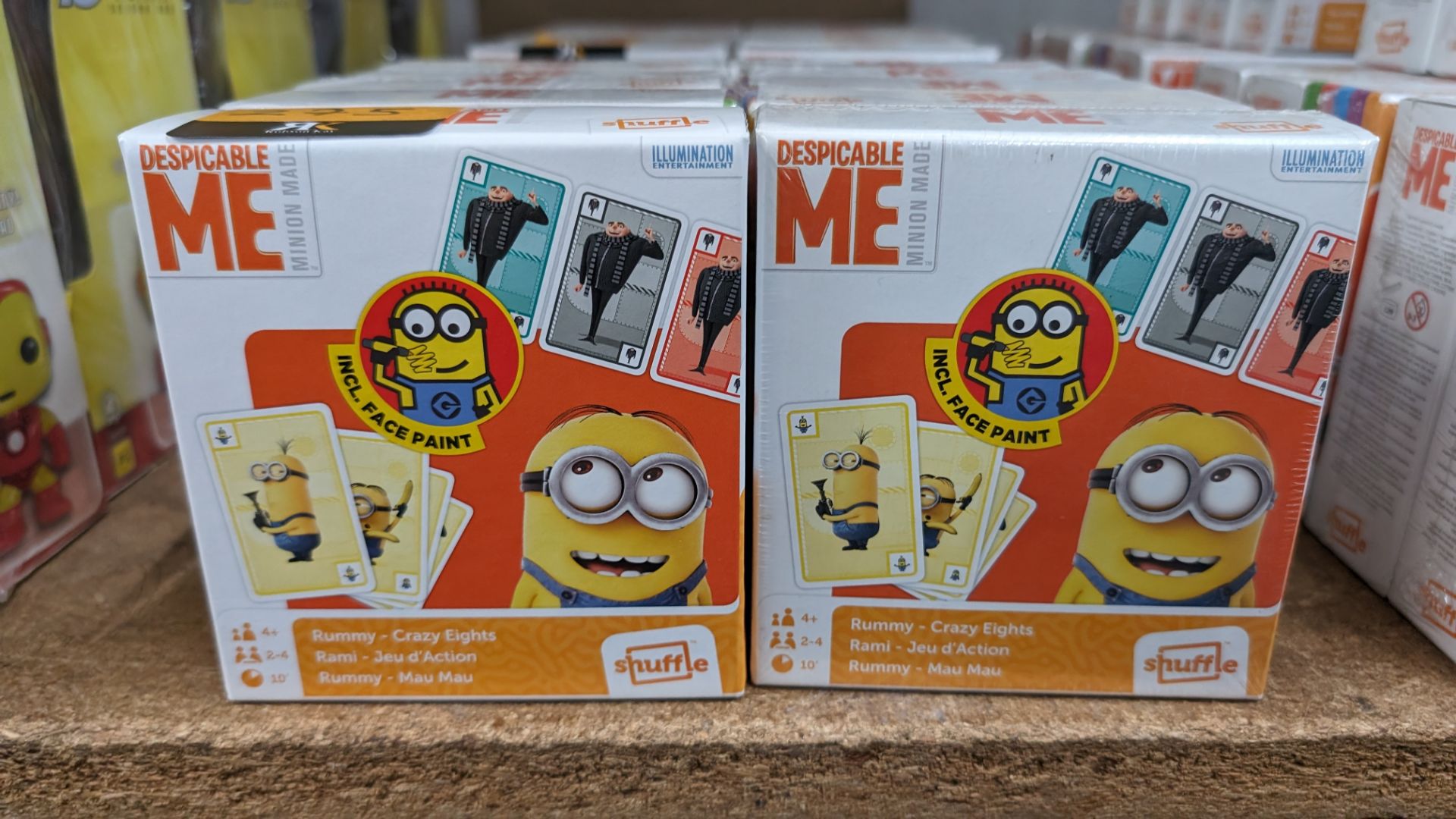 10 off Despicable Me Rummy/Crazy Eights card game gifts, each including face paint marker and rule b